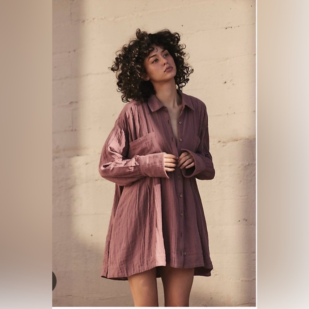 Free People Voyager Shirtdress Button-Front Oversized Dress - Picture 3 of 16